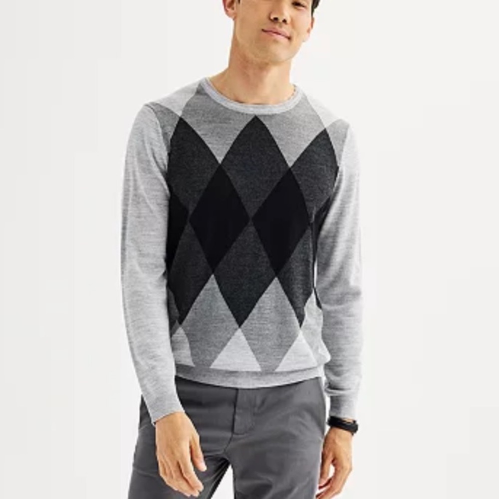Men's Apt. 9® Merino Wool Patterned Crewneck Sweater - Size Medium